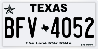 TX license plate BFV4052