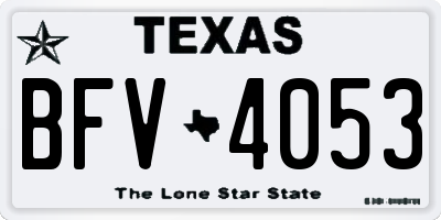 TX license plate BFV4053