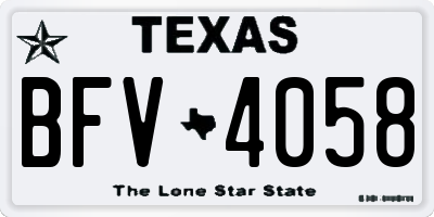 TX license plate BFV4058