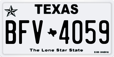 TX license plate BFV4059