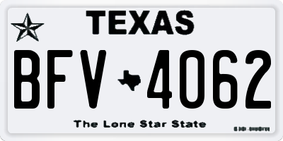 TX license plate BFV4062