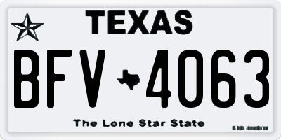 TX license plate BFV4063
