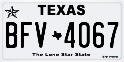 TX license plate BFV4067