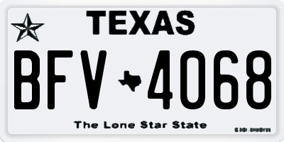 TX license plate BFV4068
