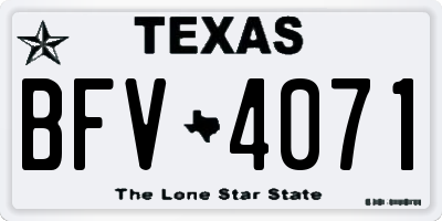 TX license plate BFV4071