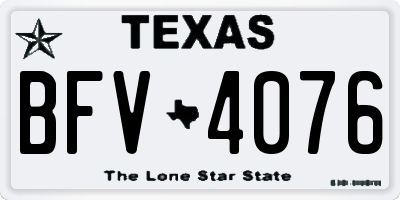 TX license plate BFV4076