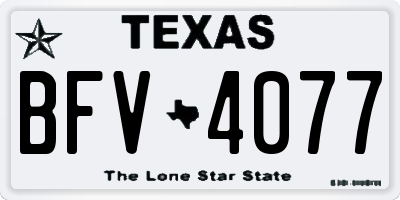 TX license plate BFV4077