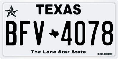 TX license plate BFV4078