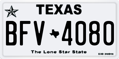TX license plate BFV4080