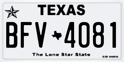 TX license plate BFV4081