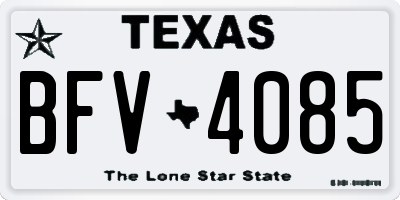 TX license plate BFV4085