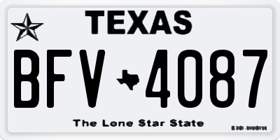 TX license plate BFV4087