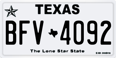 TX license plate BFV4092
