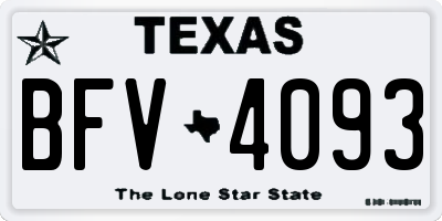 TX license plate BFV4093