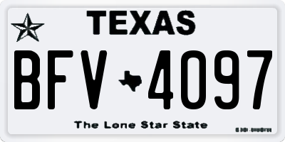 TX license plate BFV4097
