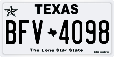 TX license plate BFV4098
