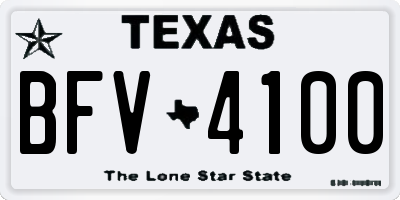 TX license plate BFV4100