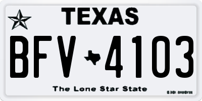 TX license plate BFV4103