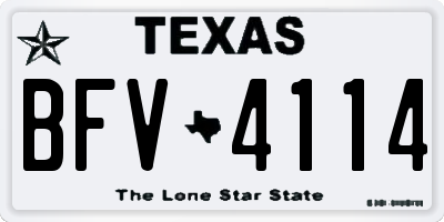 TX license plate BFV4114