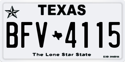 TX license plate BFV4115