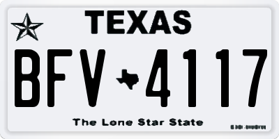 TX license plate BFV4117