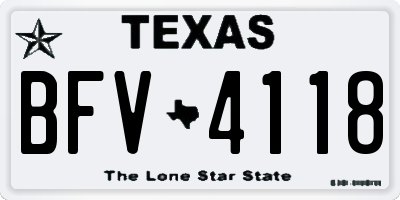 TX license plate BFV4118