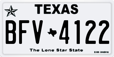 TX license plate BFV4122