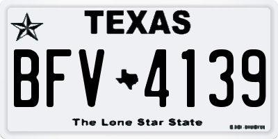 TX license plate BFV4139