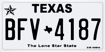 TX license plate BFV4187