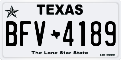 TX license plate BFV4189
