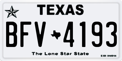 TX license plate BFV4193