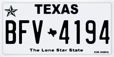 TX license plate BFV4194