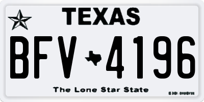 TX license plate BFV4196