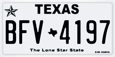 TX license plate BFV4197