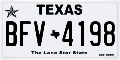 TX license plate BFV4198