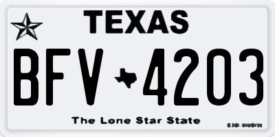 TX license plate BFV4203