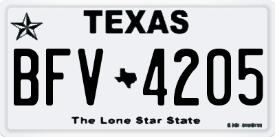 TX license plate BFV4205
