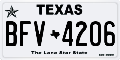 TX license plate BFV4206