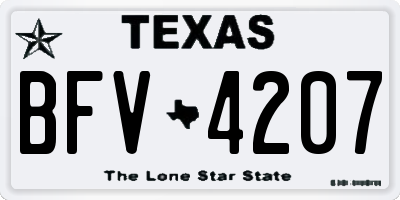 TX license plate BFV4207