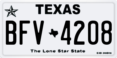 TX license plate BFV4208