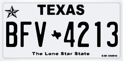 TX license plate BFV4213