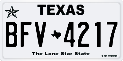 TX license plate BFV4217