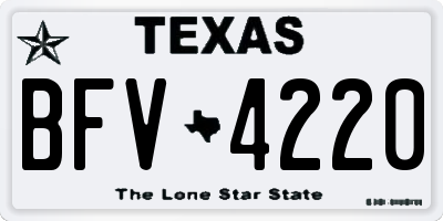 TX license plate BFV4220