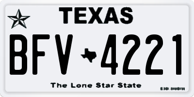 TX license plate BFV4221