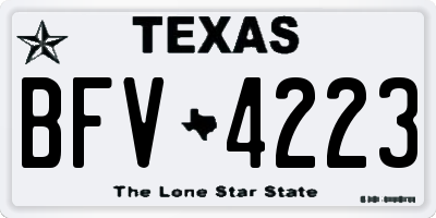 TX license plate BFV4223