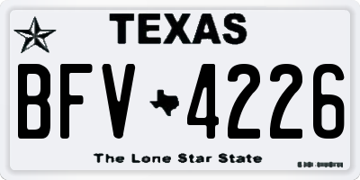 TX license plate BFV4226