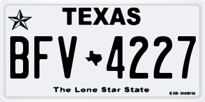 TX license plate BFV4227