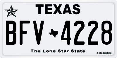 TX license plate BFV4228