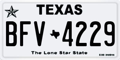 TX license plate BFV4229