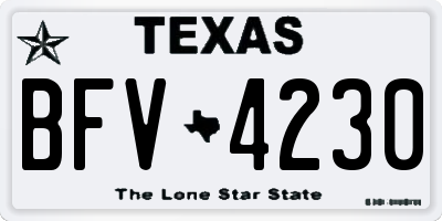 TX license plate BFV4230